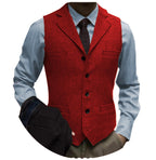 Tuikayoo Men's Tweed Suit Vintage Vest Herringbone Wool Prom Waistcoat Groomsmen