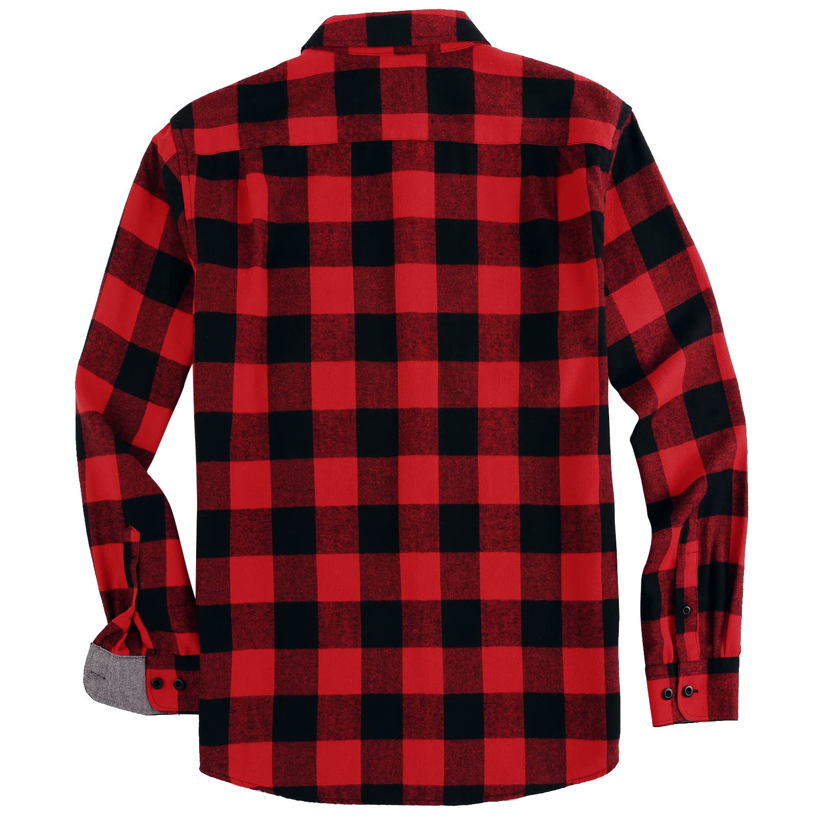 Mens Casual Long Sleeve Flannel Plaid Shirt Regular Fit Button Down with Two Pockets