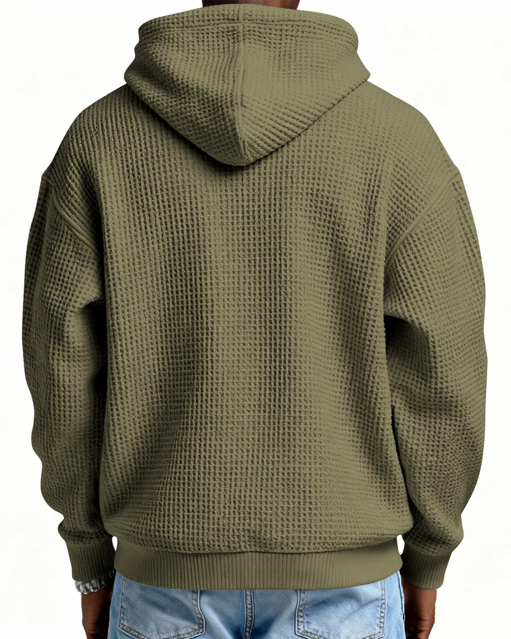 PIDOGYM Men's Quarter Zip Hoodie Waffle Knit Pullover Long Sleeve Casual Loose Fit Sweatshirt Hooded Tops with Pockets