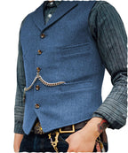 Ceehuteey Mens Suit Vest Waistcoat Tweed Retro V Neck Wool Herringbone for Prom