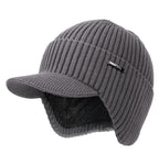 Wmcaps Winter Beanie with Brim and Ear Flaps, Outdoor Warm Fleece Lined Knit Hat Stocking Caps for Men Women