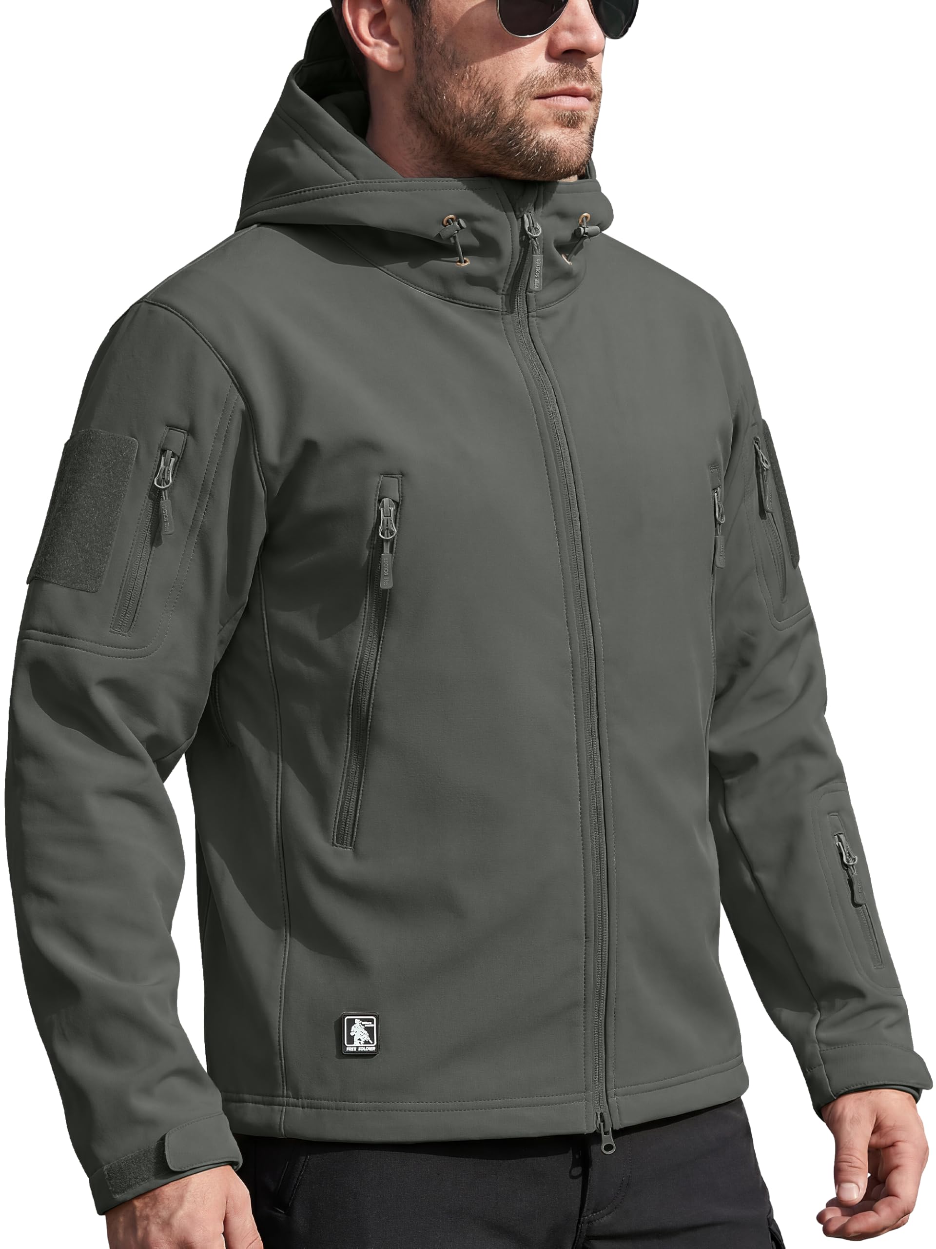 FREE SOLDIER Men's Outdoor Waterproof Soft Shell Hooded Military Tactical Jacket
