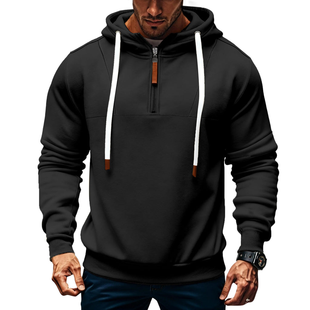 TRFIC Mens Quarter Zip Hoodie Sweatshirt Warm Fleece Long Sleeve Pullover Hoodies for Men