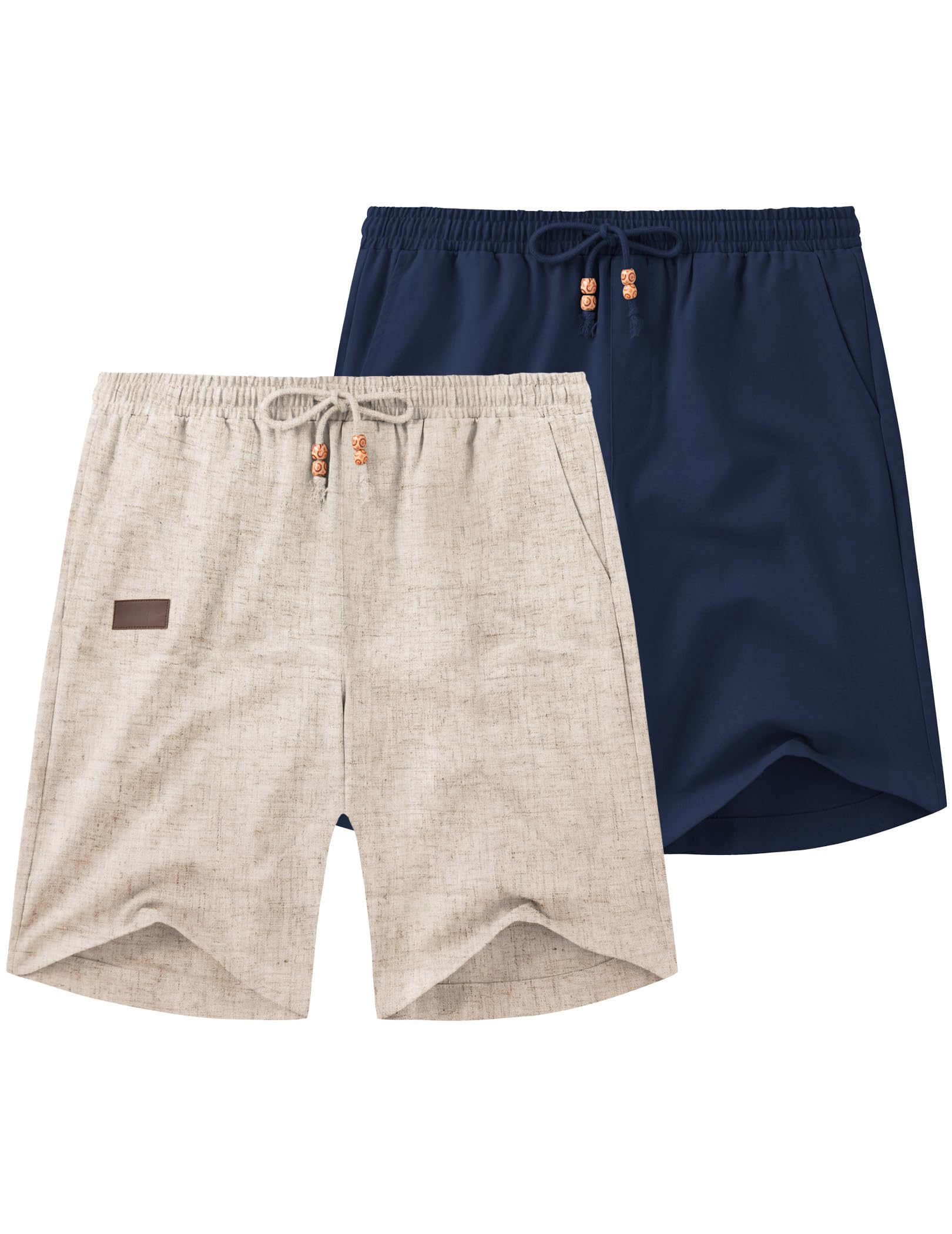 COOFANDY Mens Casual Linen Shorts Elastic Waist Drawstring Loose Fit Summer Beach Vacation Shorts with Pockets