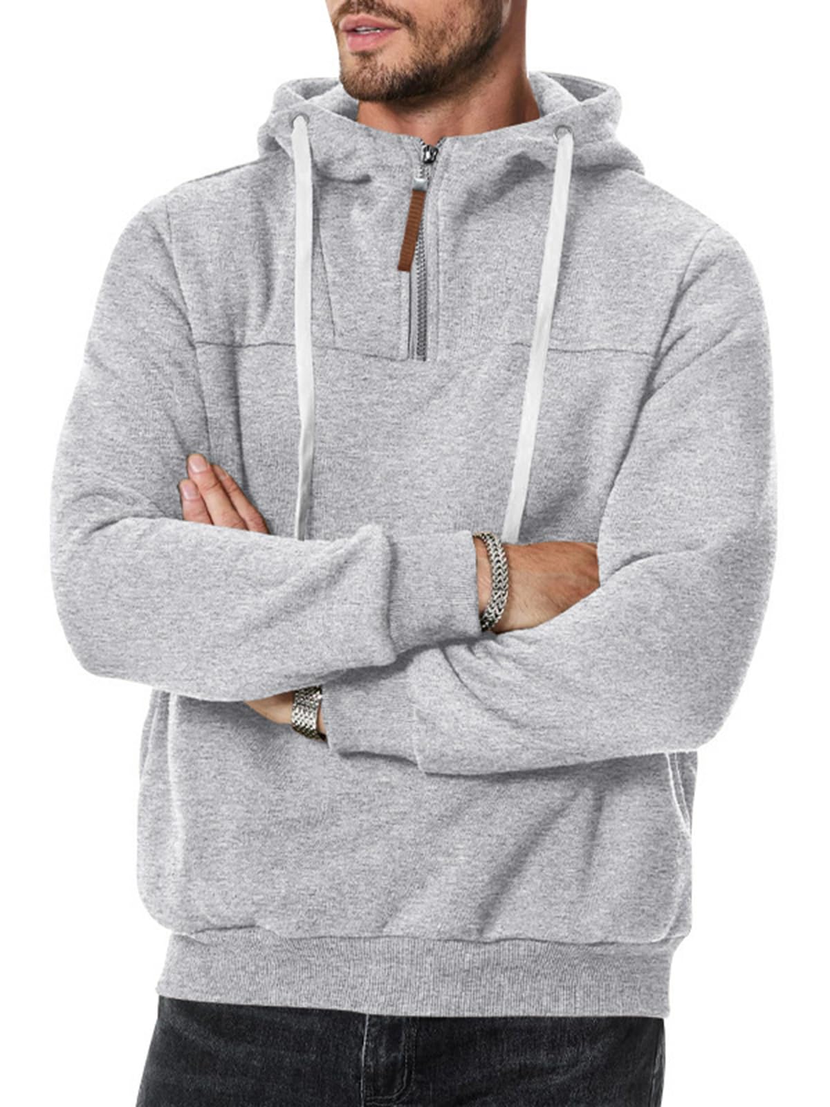 TRFIC Mens Quarter Zip Hoodie Sweatshirt Warm Fleece Long Sleeve Pullover Hoodies for Men