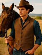 Ceehuteey Mens Suit Vest Waistcoat Tweed Retro V Neck Wool Herringbone for Prom