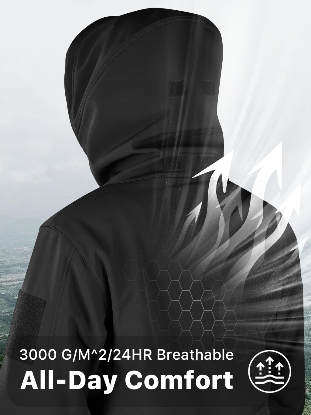 FREE SOLDIER Men's Outdoor Waterproof Soft Shell Hooded Military Tactical Jacket