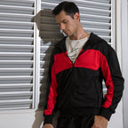 CALUOMATT Men's Hooded Athletic Tracksuit Sweatsuit Long Sleeve Full-Zip Jogging Sweatpants 2 Piece Patchwork Sportsuits