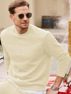 JMIERR Men's Quilted 2 Piece Casual Outfits Crewneck Sweatshirt Tracksuit & Joggers Sweatpants Sweatsuit Set