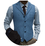 Tuikayoo Men's Tweed Suit Vintage Vest Herringbone Wool Prom Waistcoat Groomsmen