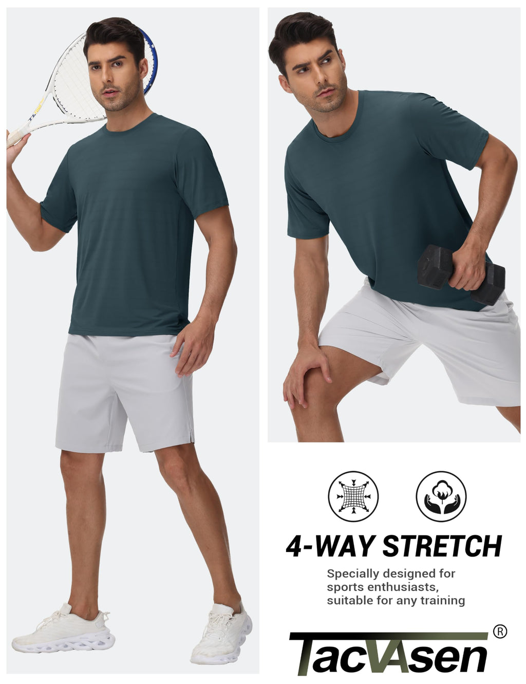 TACVASEN Men's Lightweight Athletic T-Shirts Quick Dry Workout Gym Tops Short Sleeve Running Tee Shirt Performance Activewear