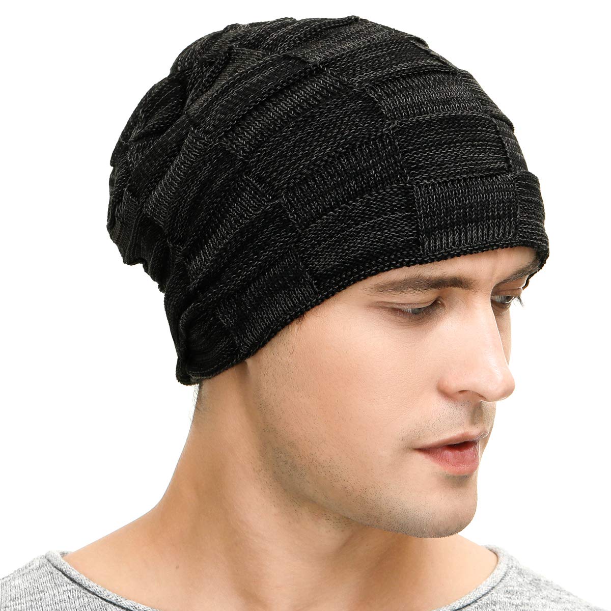 Vgogfly Slouchy Beanie for Men Winter Hats for Guys Cool Beanies Mens Lined Knit Warm Thick Skully Stocking Binie Hat