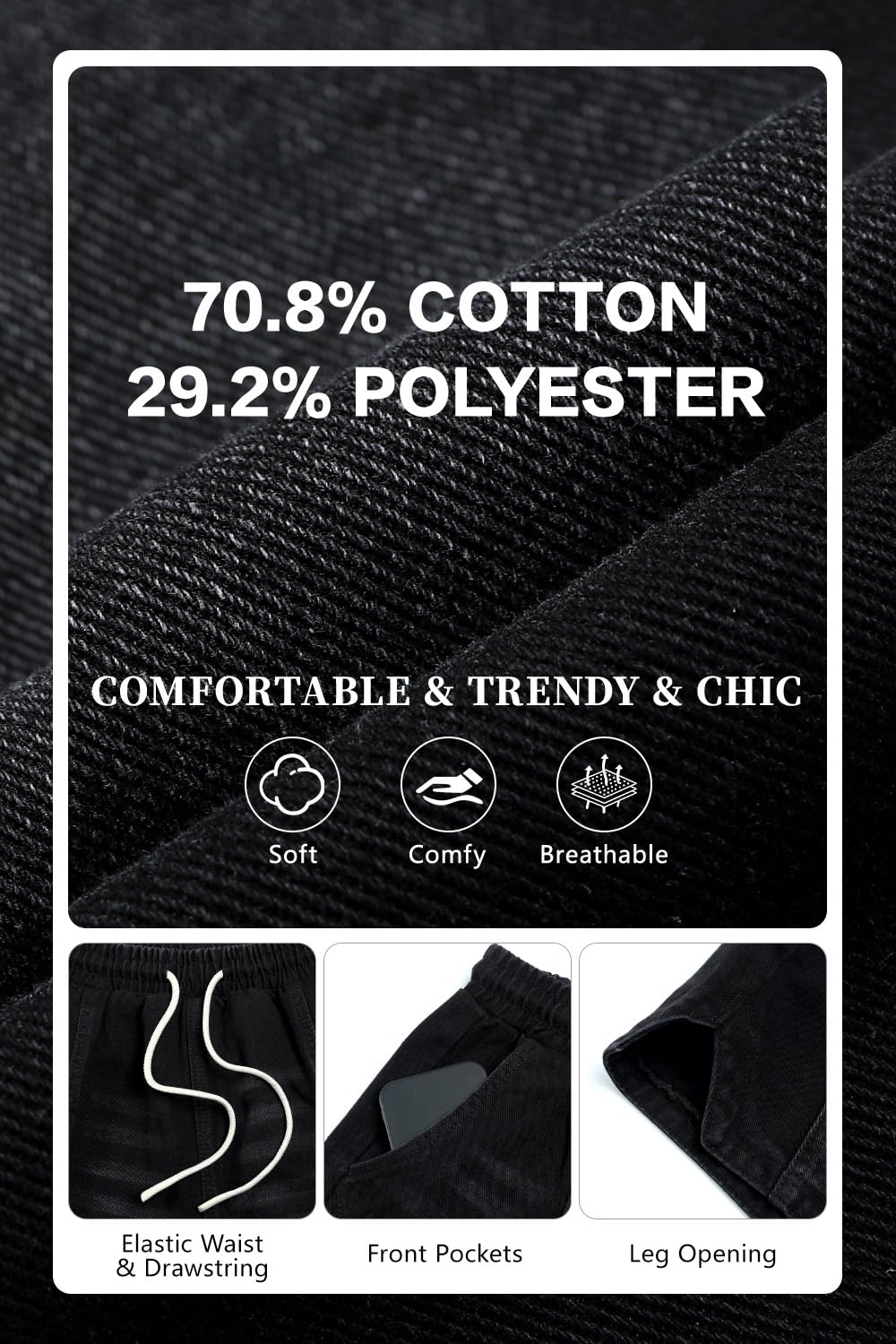 Heyfanee Mens Baggy Jean Shorts Loose Fit Elastic Waist Denim Shorts 7 Inch Inseam