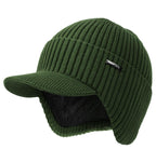 Wmcaps Winter Beanie with Brim and Ear Flaps, Outdoor Warm Fleece Lined Knit Hat Stocking Caps for Men Women