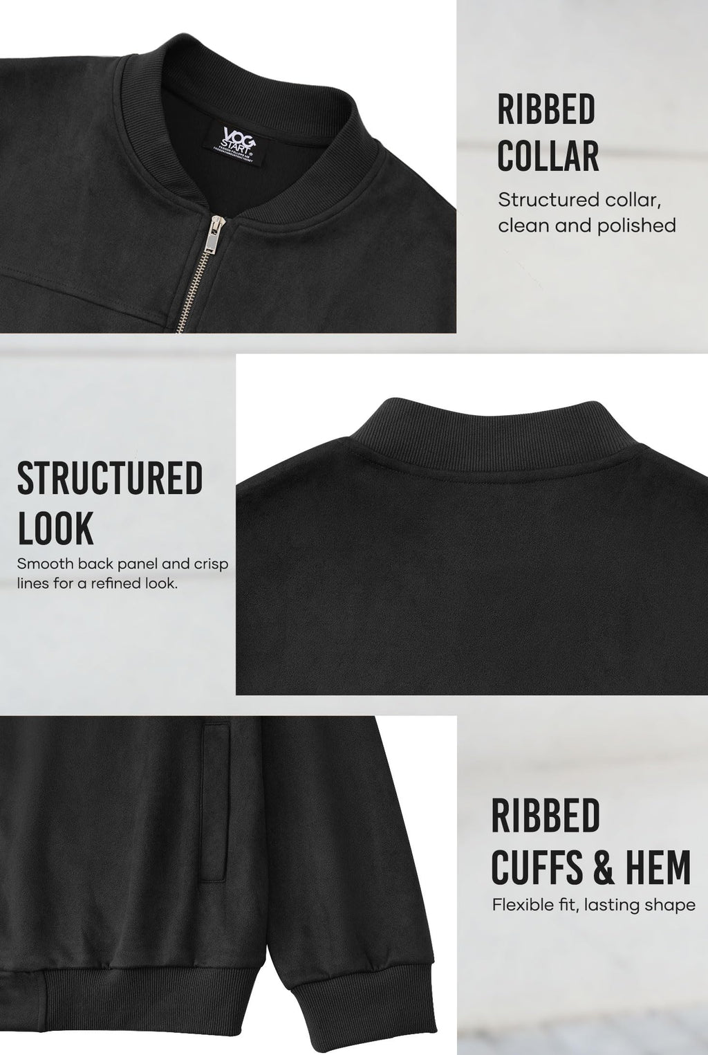 VOGSTART Men’s Bomber Jacket Faux Suede Midweight Casual Full-Zip Flight Coat (S-XXL)