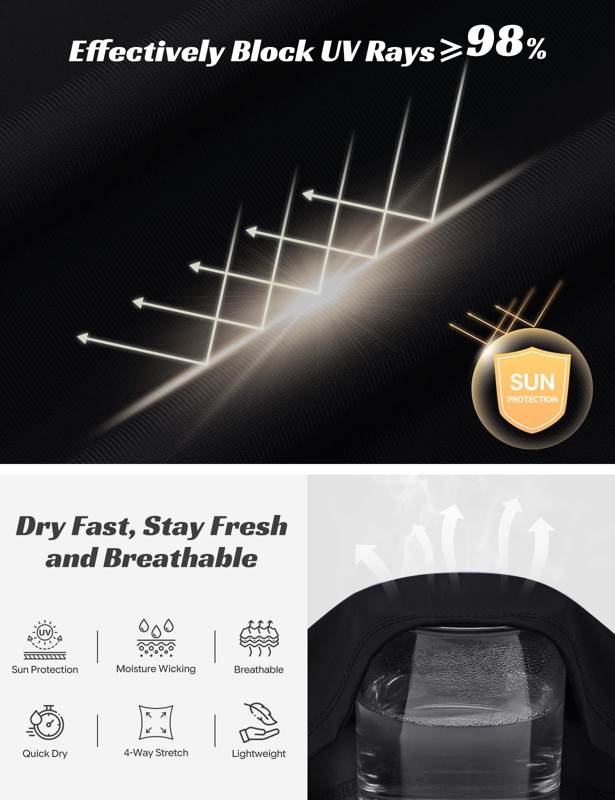 baleaf Men's Cooling Workout Shirts Short Sleeve Athletic T-Shirts Sun Protection Quick Dry Moisture Wicking Running Beach