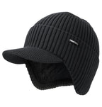 Wmcaps Winter Beanie with Brim and Ear Flaps, Outdoor Warm Fleece Lined Knit Hat Stocking Caps for Men Women