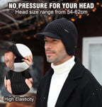 Wmcaps Winter Beanie with Brim and Ear Flaps, Outdoor Warm Fleece Lined Knit Hat Stocking Caps for Men Women