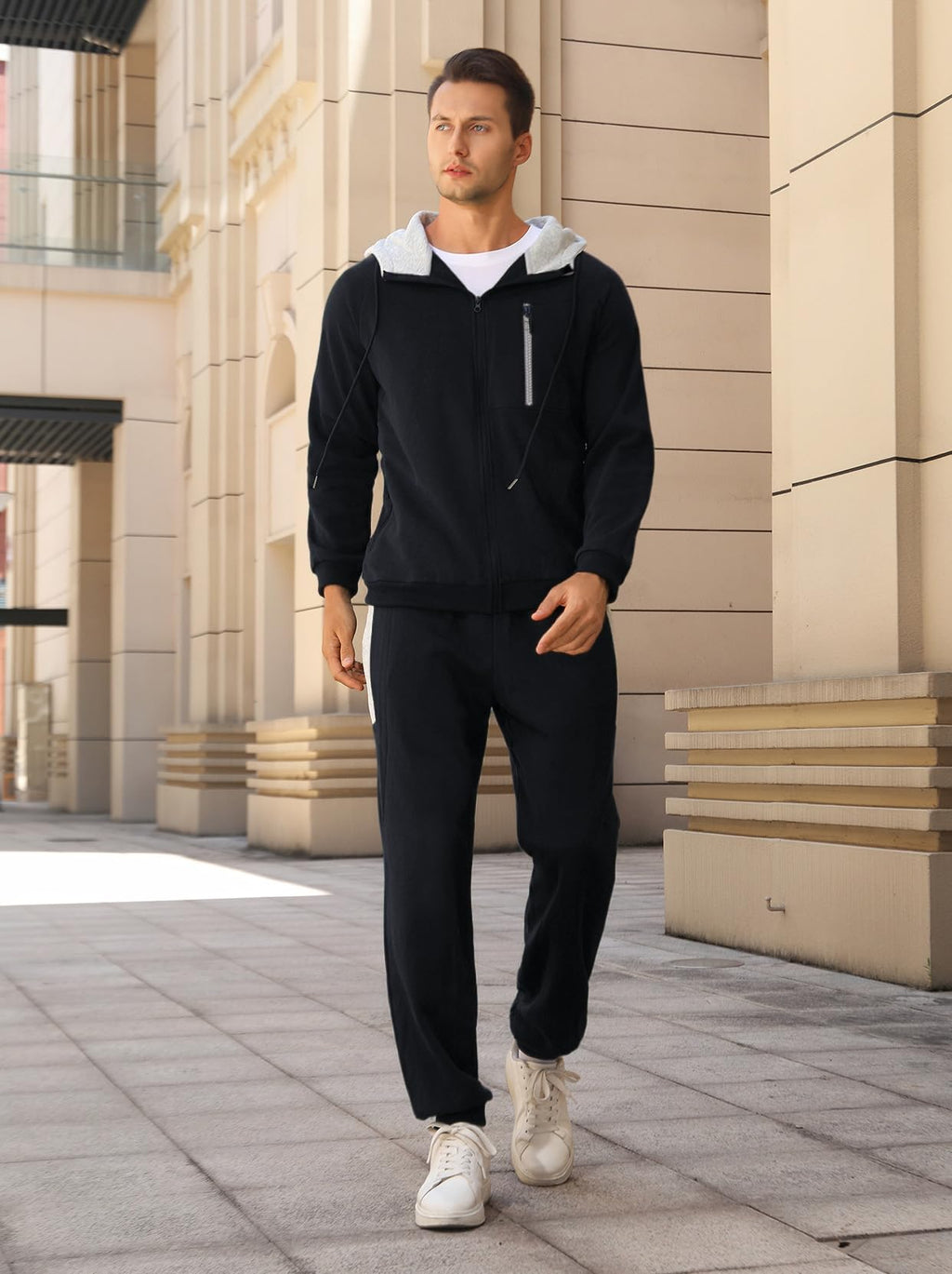 Yuyanrocks Sweatsuits for Men 2 Piece with Zipper Pockets Full Zip Hoodie Tracksuit Sets Jogging Sports Casual Sweat Suits