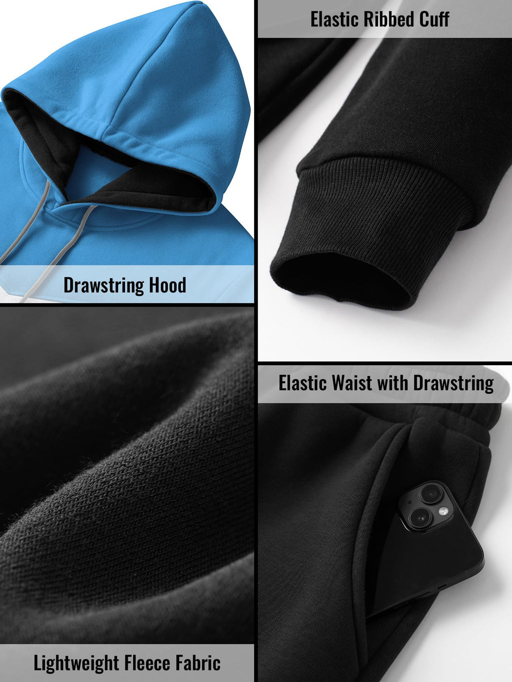 Riskrole Men's Hoodie Tracksuit 2 Pieces Set Athletic Casual Hooded Sweatshirt and Joggers Set Sweatsuit Outfits