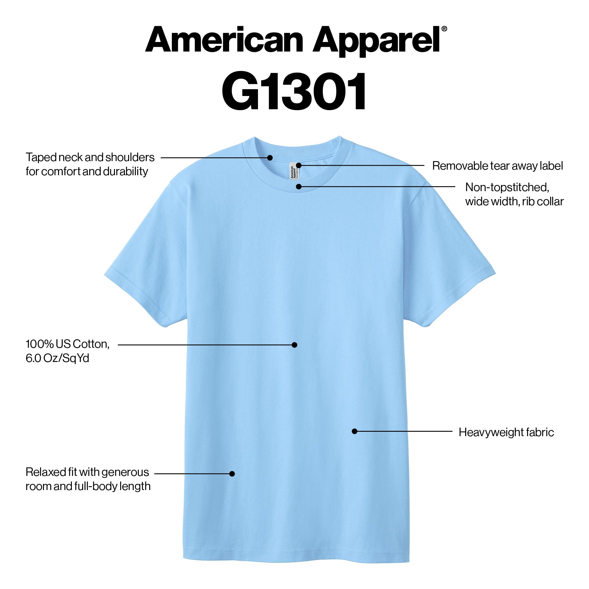 American Apparel Adult Heavyweight Cotton Style G1301/G1301GD T-shirt (Multipack)