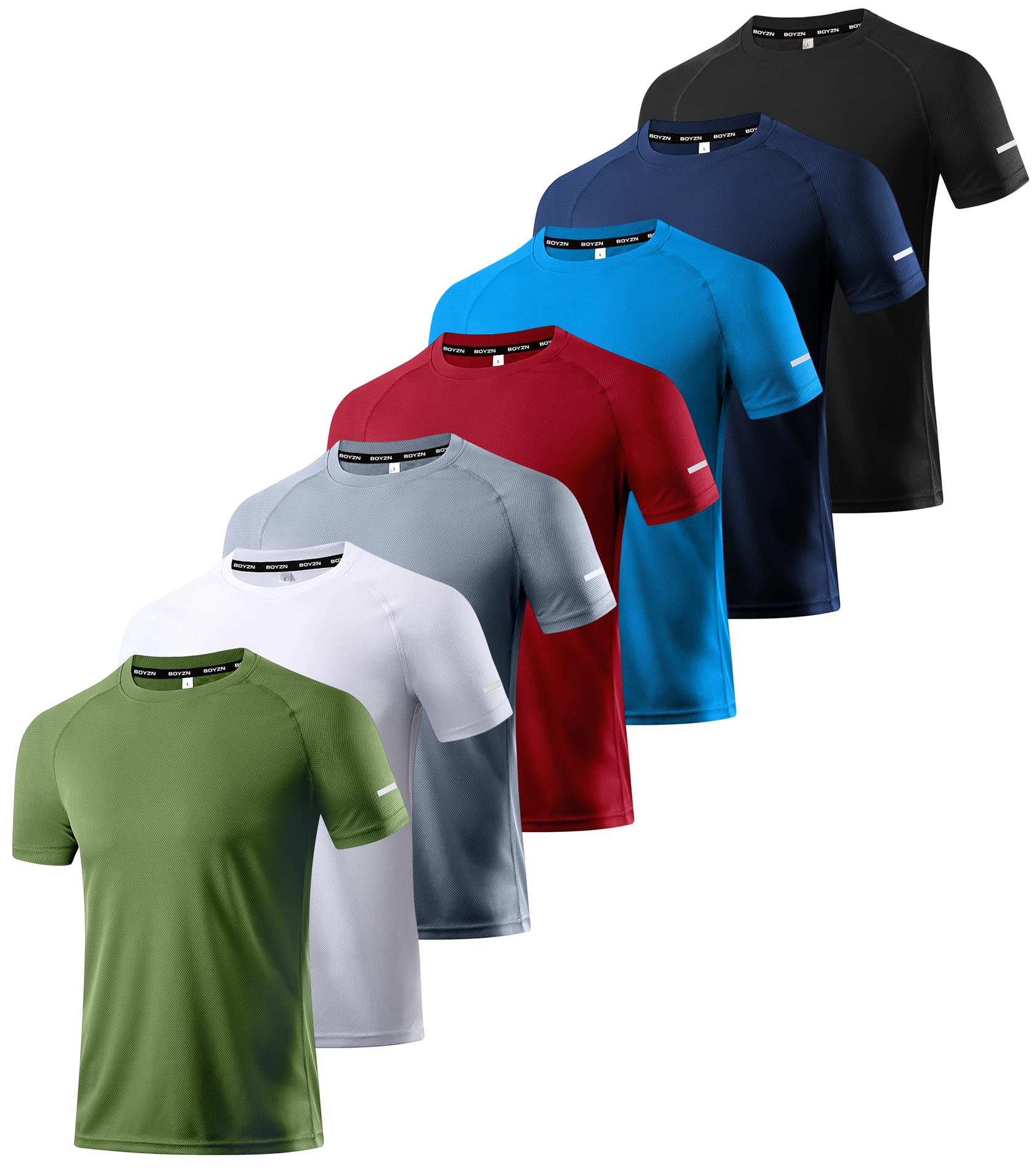Boyzn 1, 3, 5 or 7 Pack Men's Workout Running Shirts, Dry Fit Moisture Wicking T-Shirt, Gym Athletic Short Sleeve Tee Shirts