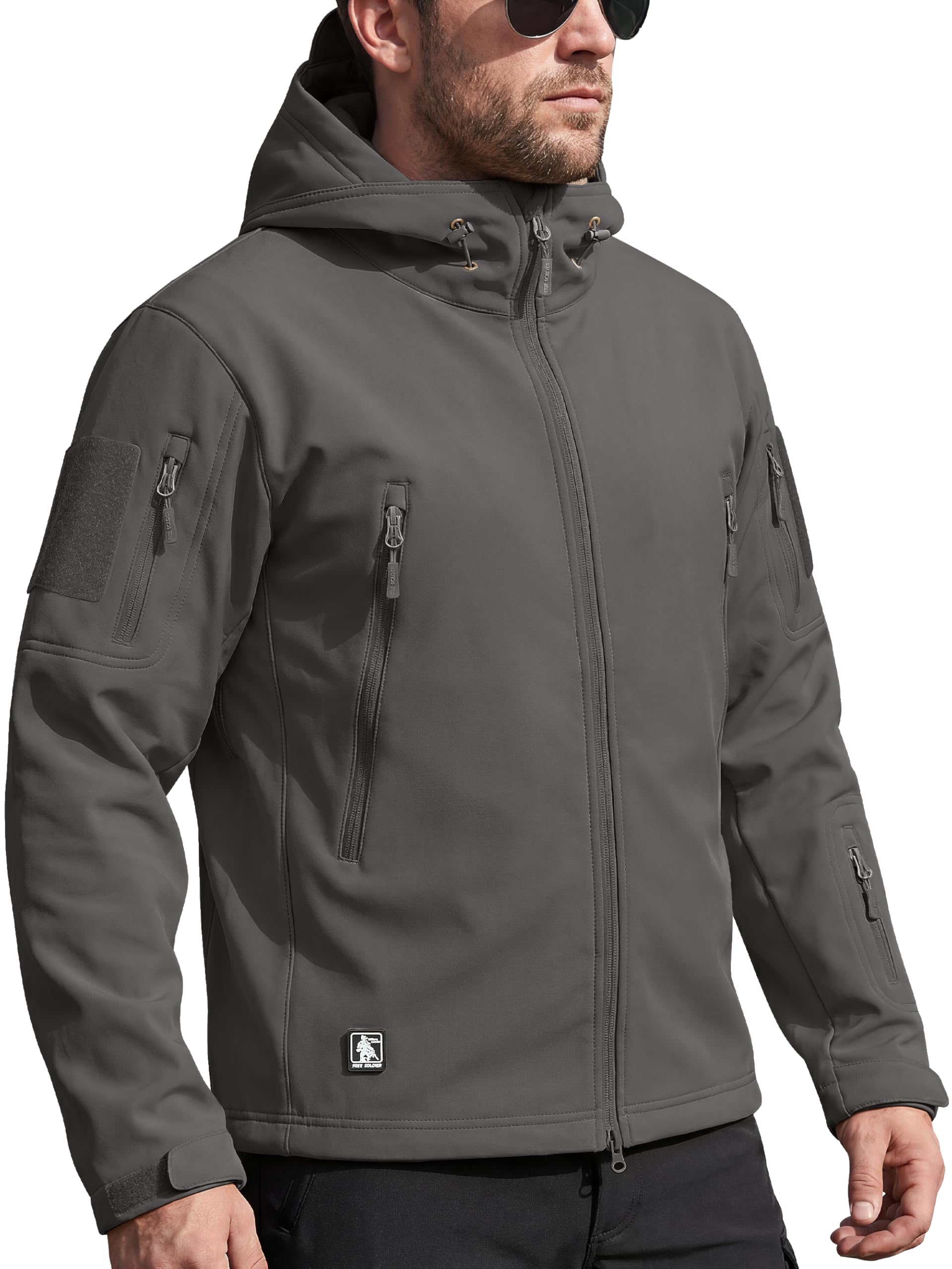 FREE SOLDIER Men's Outdoor Waterproof Soft Shell Hooded Military Tactical Jacket