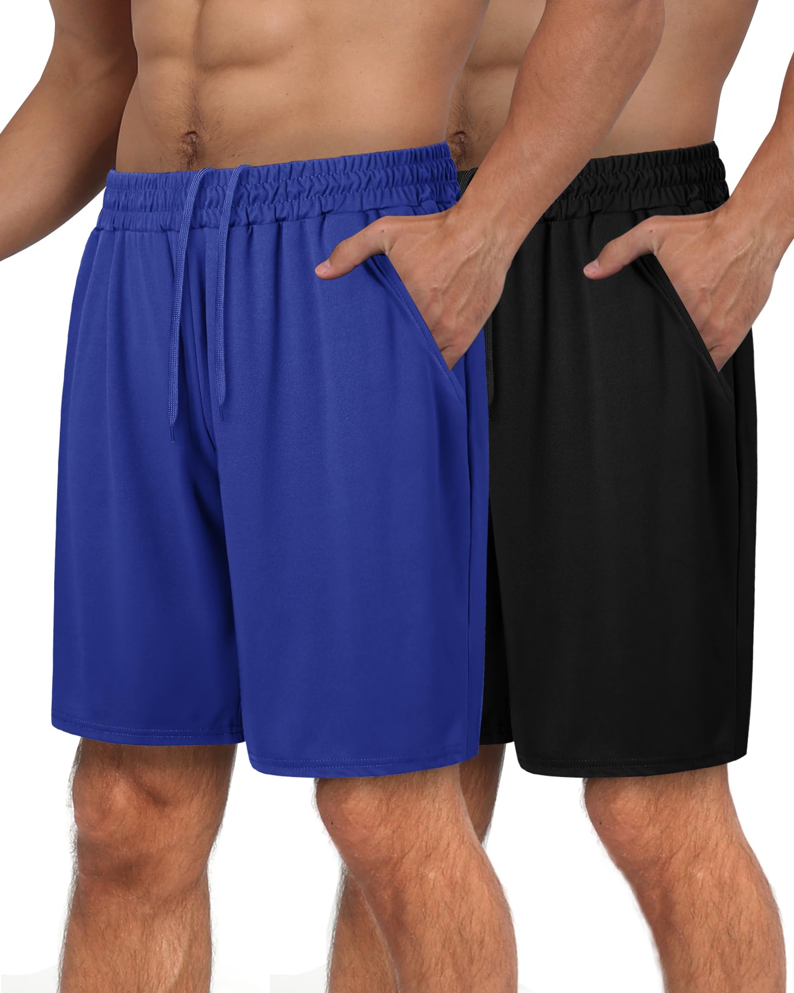 2 Pack Mens Gym Basketball Shorts - Athletic Black Workout Quick Dry Shorts with Pockets for Casual Running