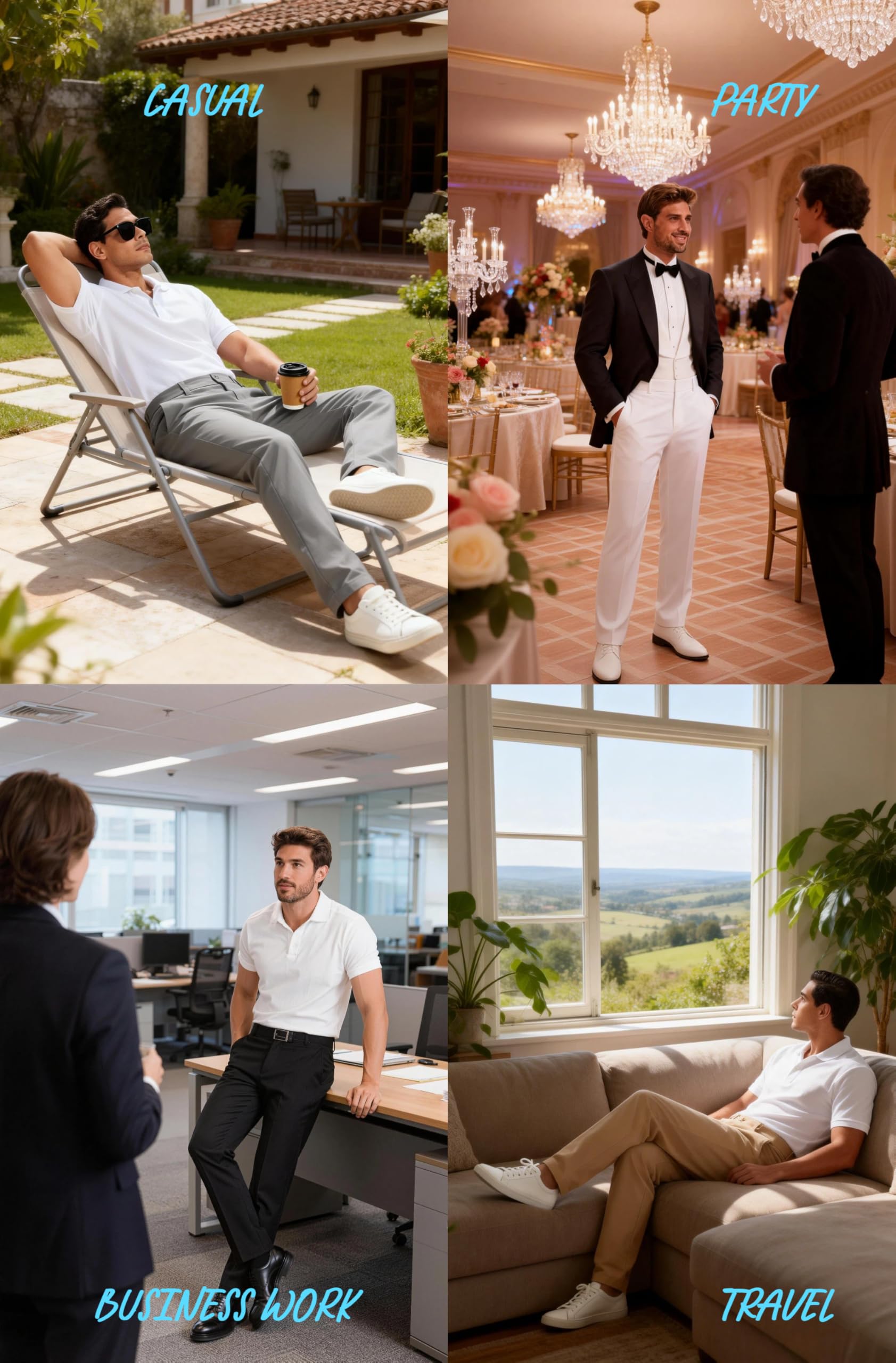 Men's-Golf-Pants-30/32/34"/36"-Stretch-Dress-Pants-Lightweight Quick Dry Business Work Travel Casual Trouser 4 Pockets