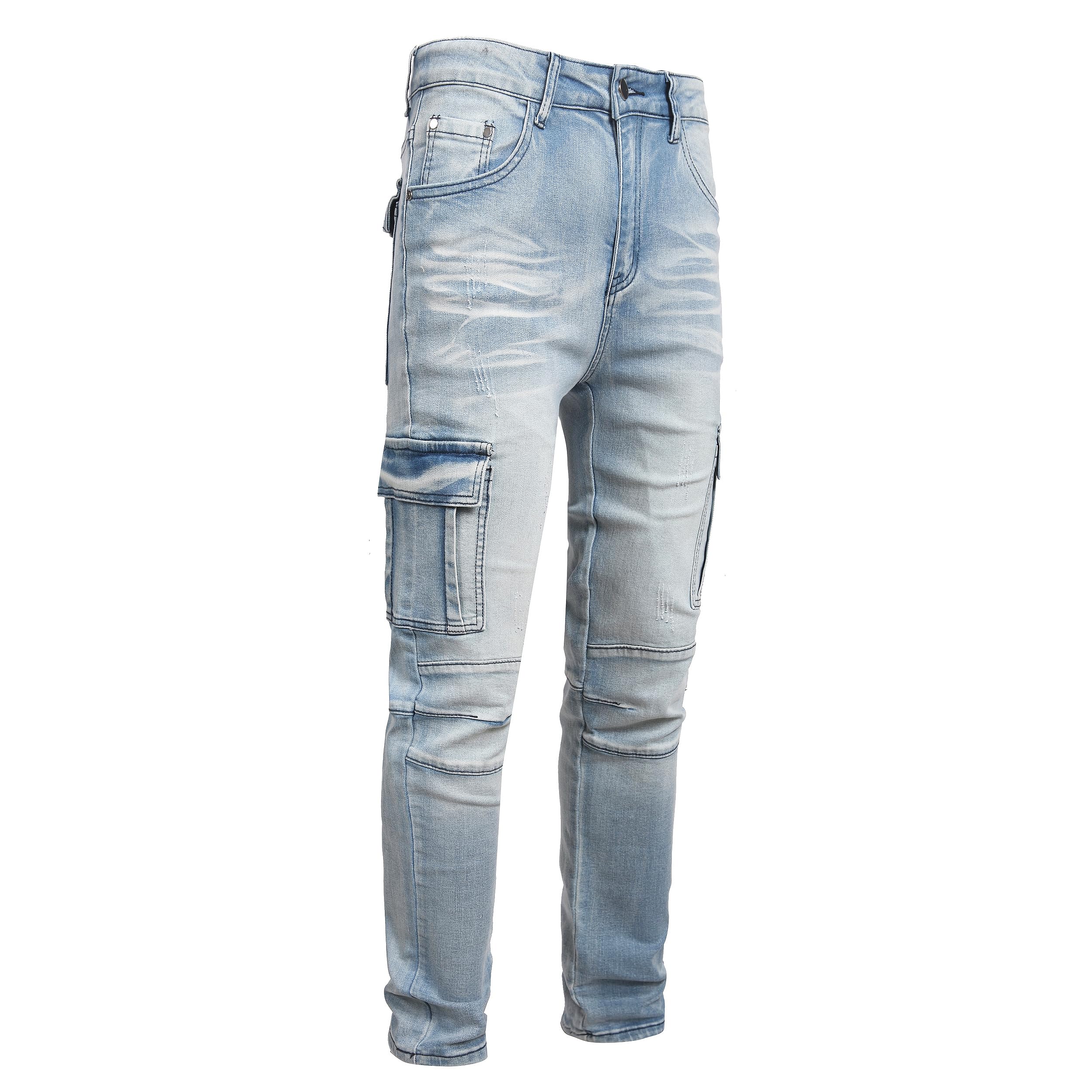 Men's Slim Fit Stretch Jeans Ripped Skinny Jeans for Men, Fashion Straight Leg Comfort Flex Waist Cargo Denim Pants