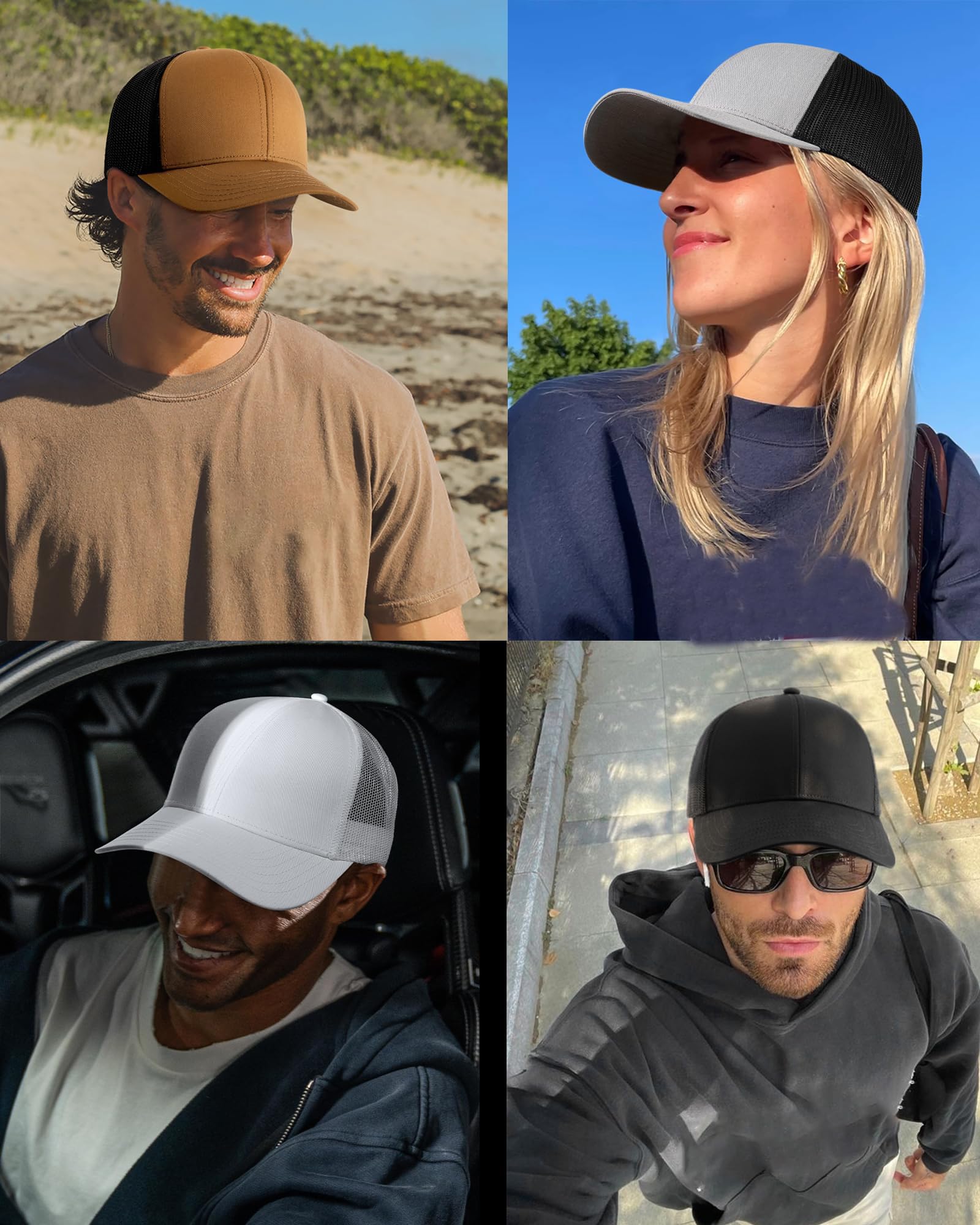 FURTALK Mens Trucker Hat Structured Mesh Baseball Cap Adjustable Classic Mens Hat