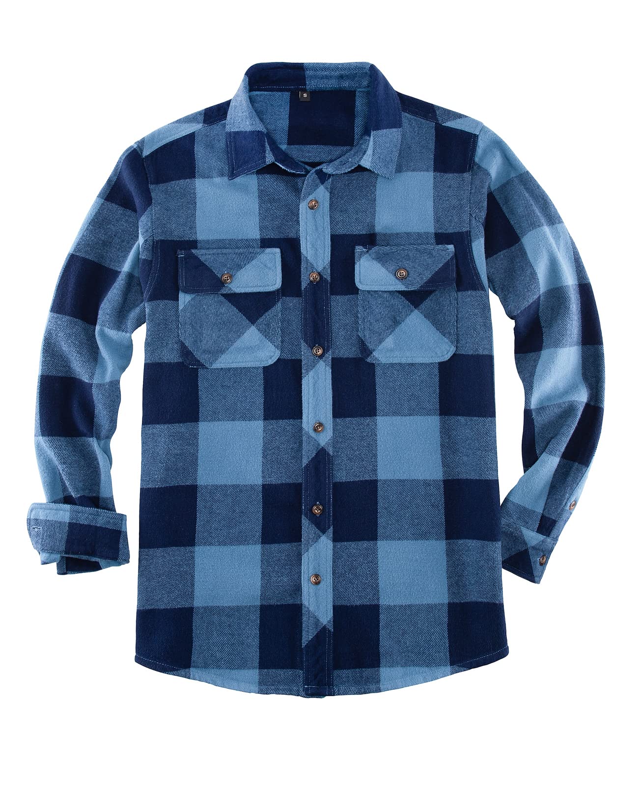 Men's Heavyweight Buffalo Plaid Flannel Shirt Casual Button Down Brushed Flannel Shirts,100% Cotton