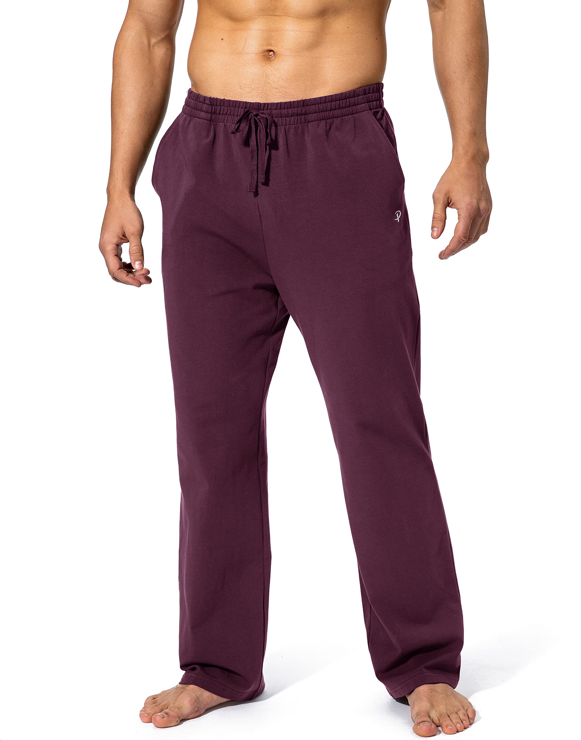 Pudolla Men's Cotton Yoga Sweatpants Athletic Lounge Pants Open Bottom Casual Jersey Pants for Men with Pockets