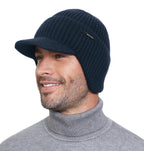 Wmcaps Winter Beanie with Brim and Ear Flaps, Outdoor Warm Fleece Lined Knit Hat Stocking Caps for Men Women
