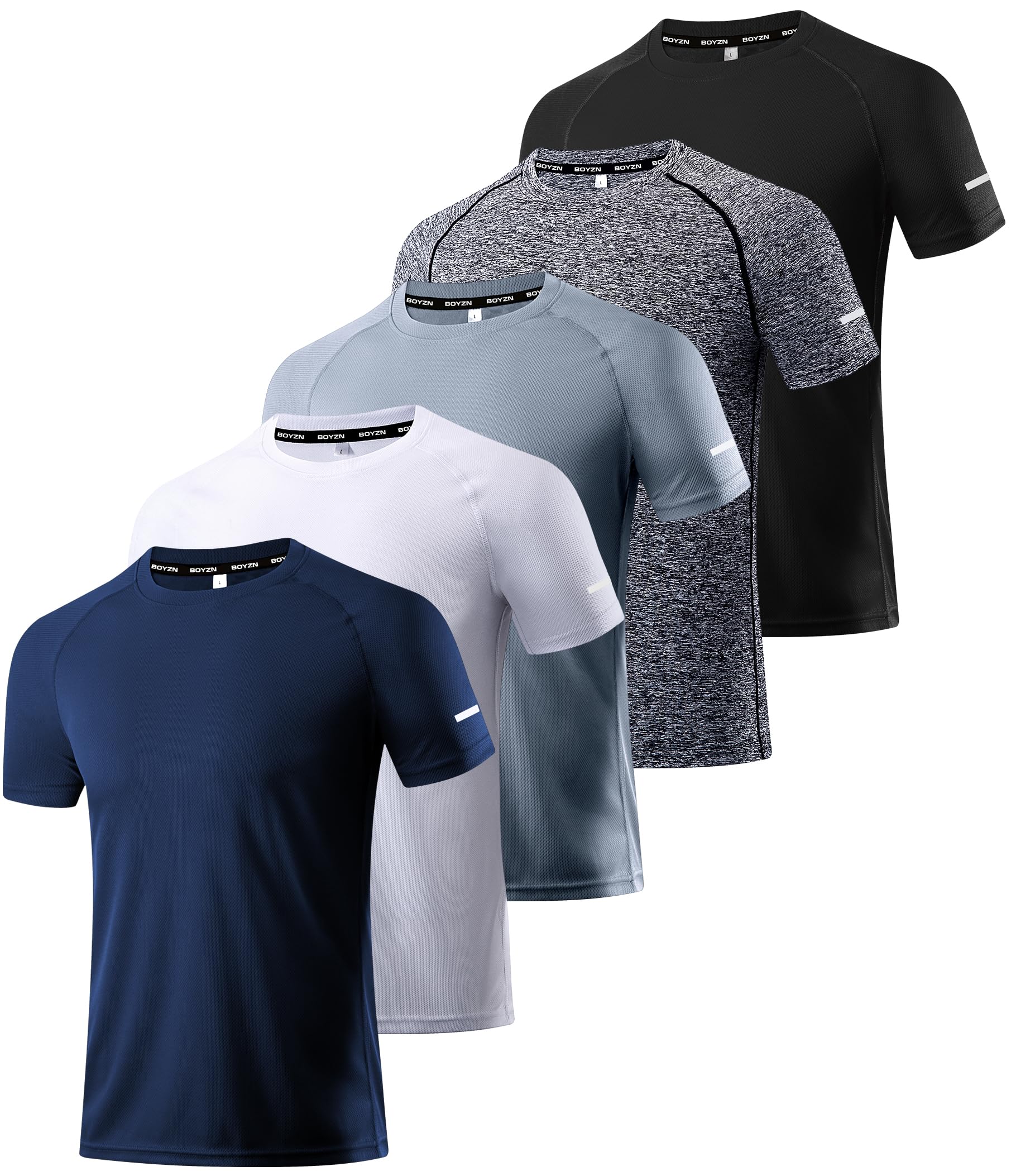 Boyzn 1, 3, 5 or 7 Pack Men's Workout Running Shirts, Dry Fit Moisture Wicking T-Shirt, Gym Athletic Short Sleeve Tee Shirts