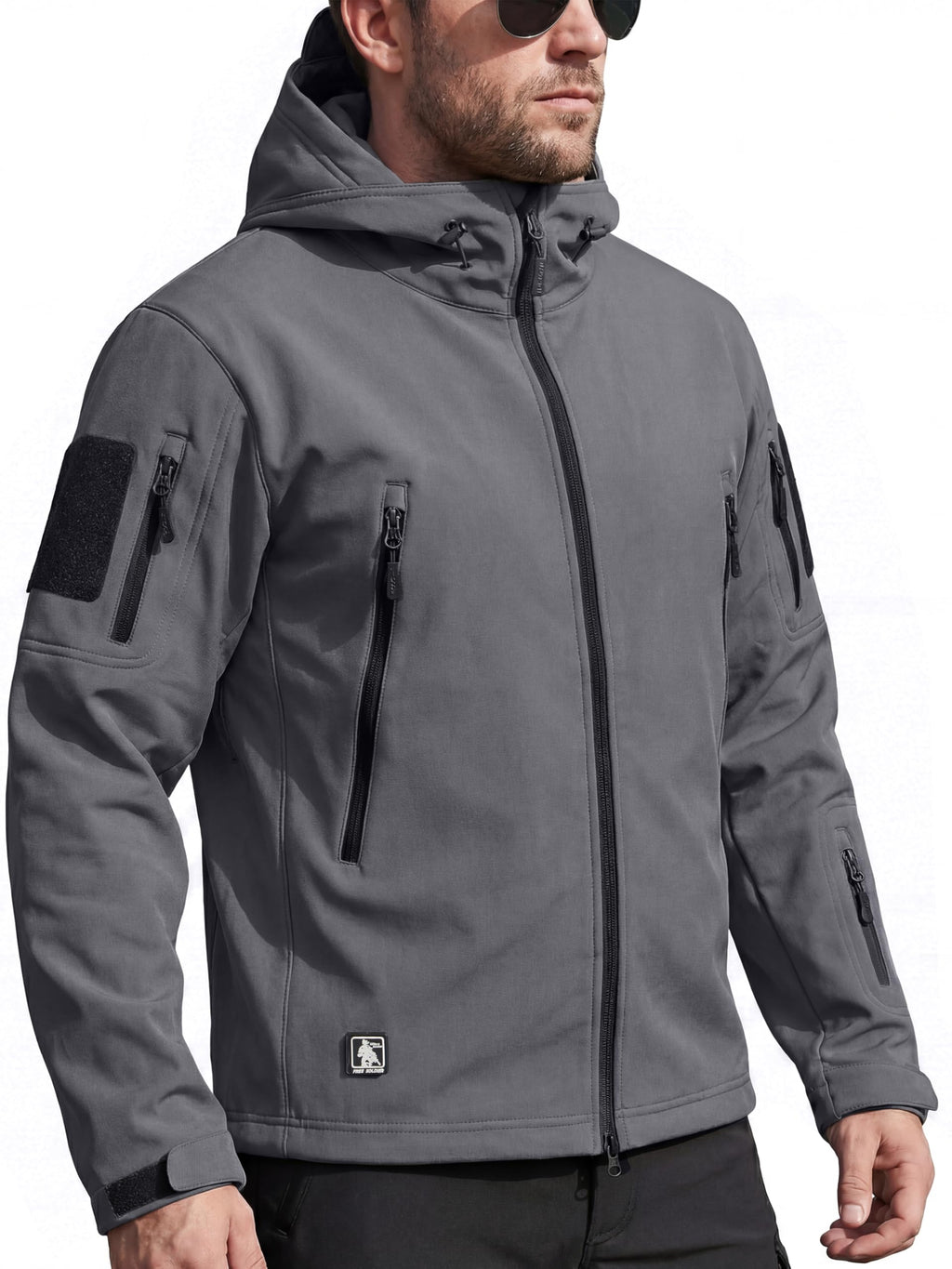 FREE SOLDIER Men's Outdoor Waterproof Soft Shell Hooded Military Tactical Jacket