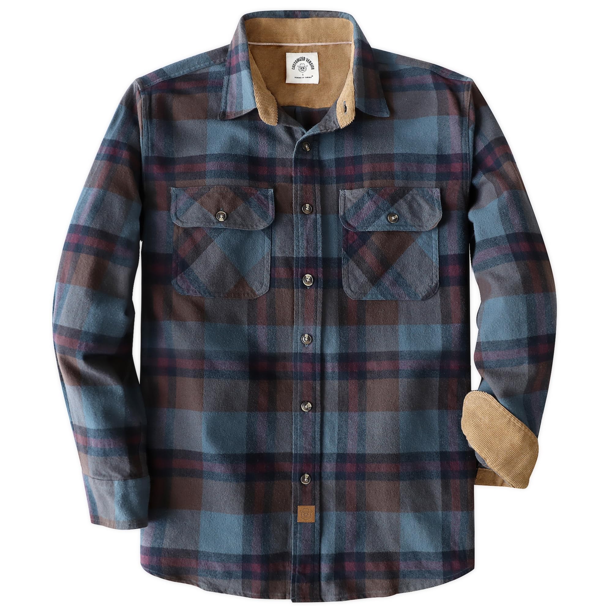 Dubinik® Mens Flannel Shirt Long Sleeve Button Down Plaid All Cotton Soft Brushed Flannel Shirt for Men Utility Casual Shirt