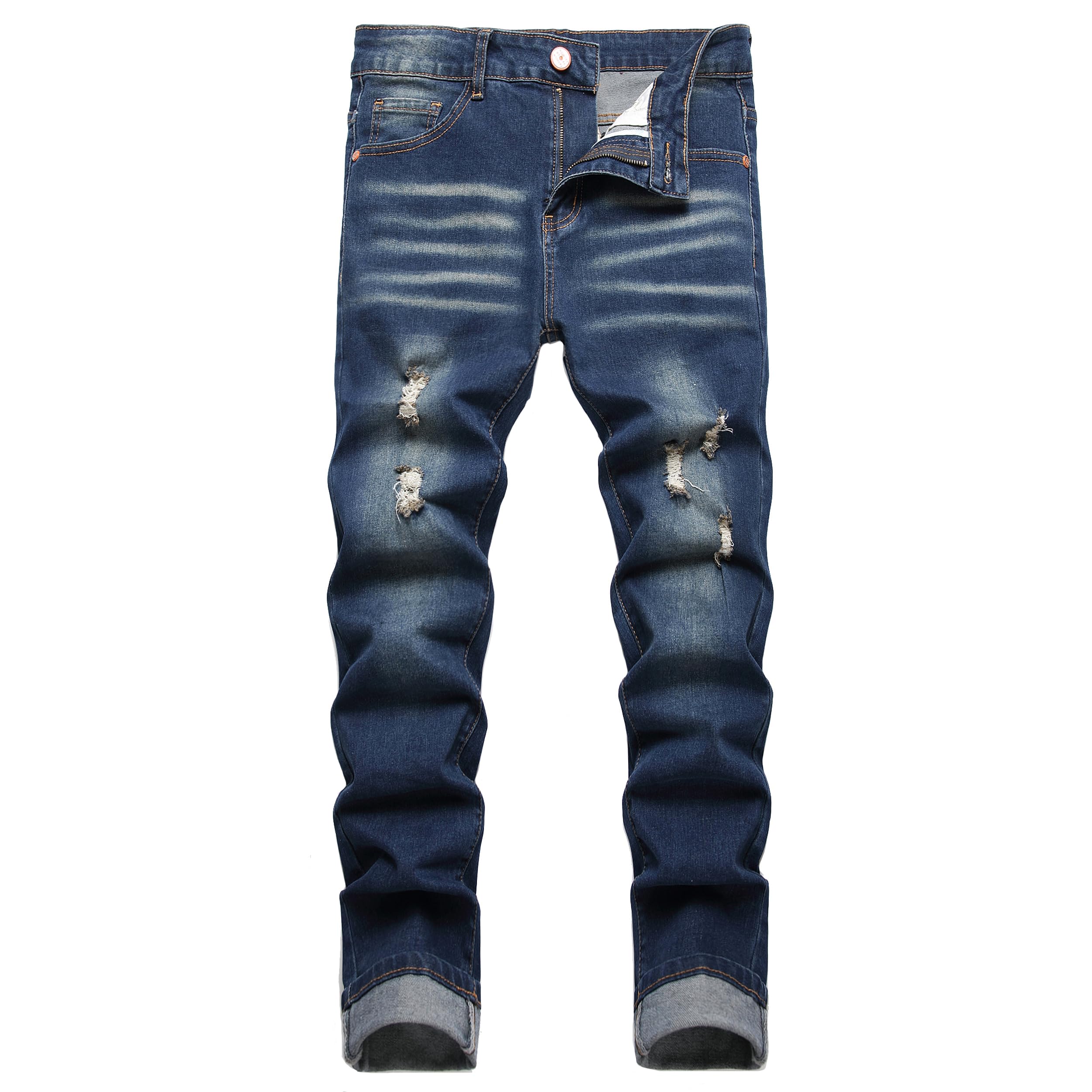 Men's Slim Fit Stretch Jeans Ripped Skinny Jeans for Men, Fashion Straight Leg Comfort Flex Waist Cargo Denim Pants