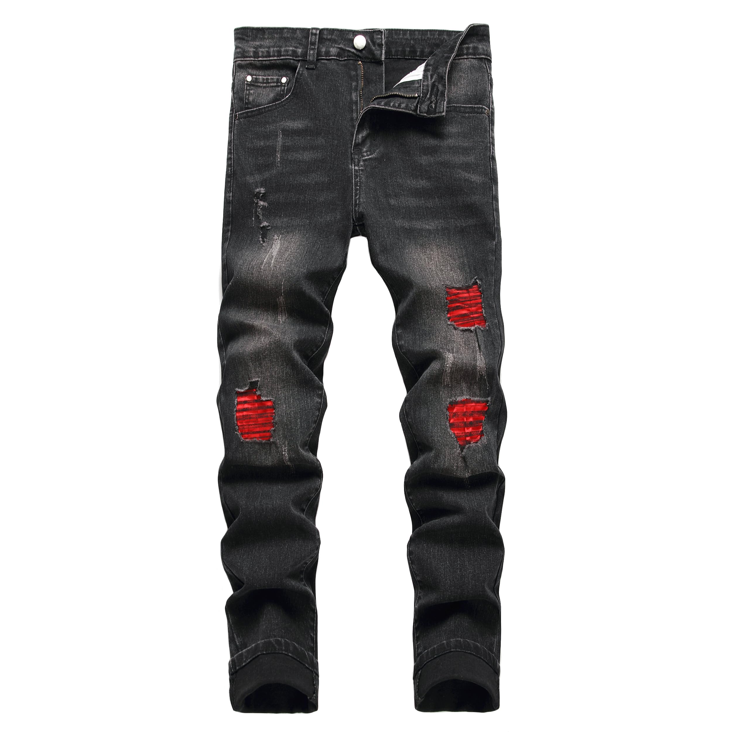 Men's Slim Fit Stretch Jeans Ripped Skinny Jeans for Men, Fashion Straight Leg Comfort Flex Waist Cargo Denim Pants