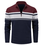 MAGCOMSEN Men's Sweaters 1/4 Zip Cotton Sweater Pullover Polo Sweaters Striped Fall Winter Warm Sweatshirts