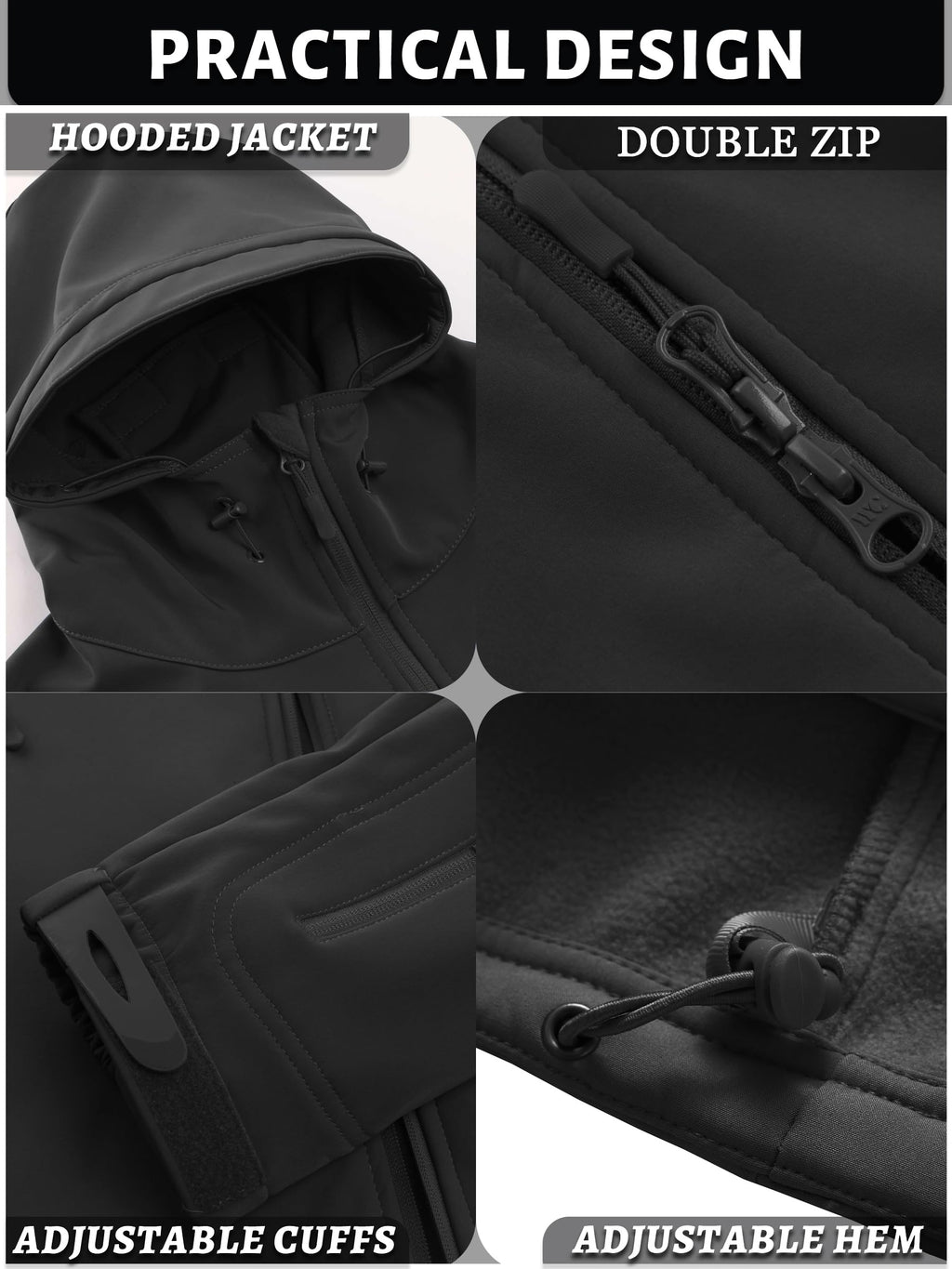 TACVASEN Men's Special Ops Military Tactical Soft Shell Winter Warm Fleece Lined Jacket Rain Hood Coat Hiking Snowboard