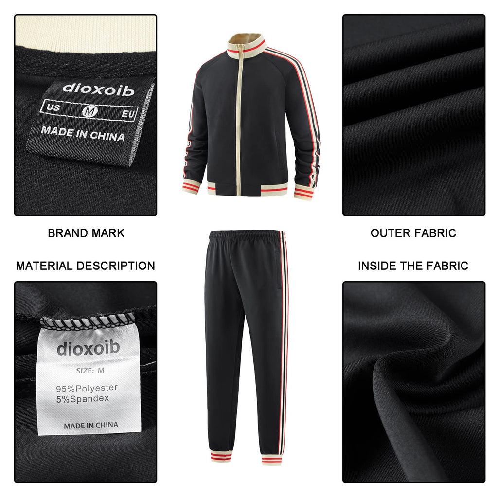 dioxoib Men Track Suits Sets Long Sleeve Full-zip Sweatsuit Active Jackets and Pants 2 Piece Outfits