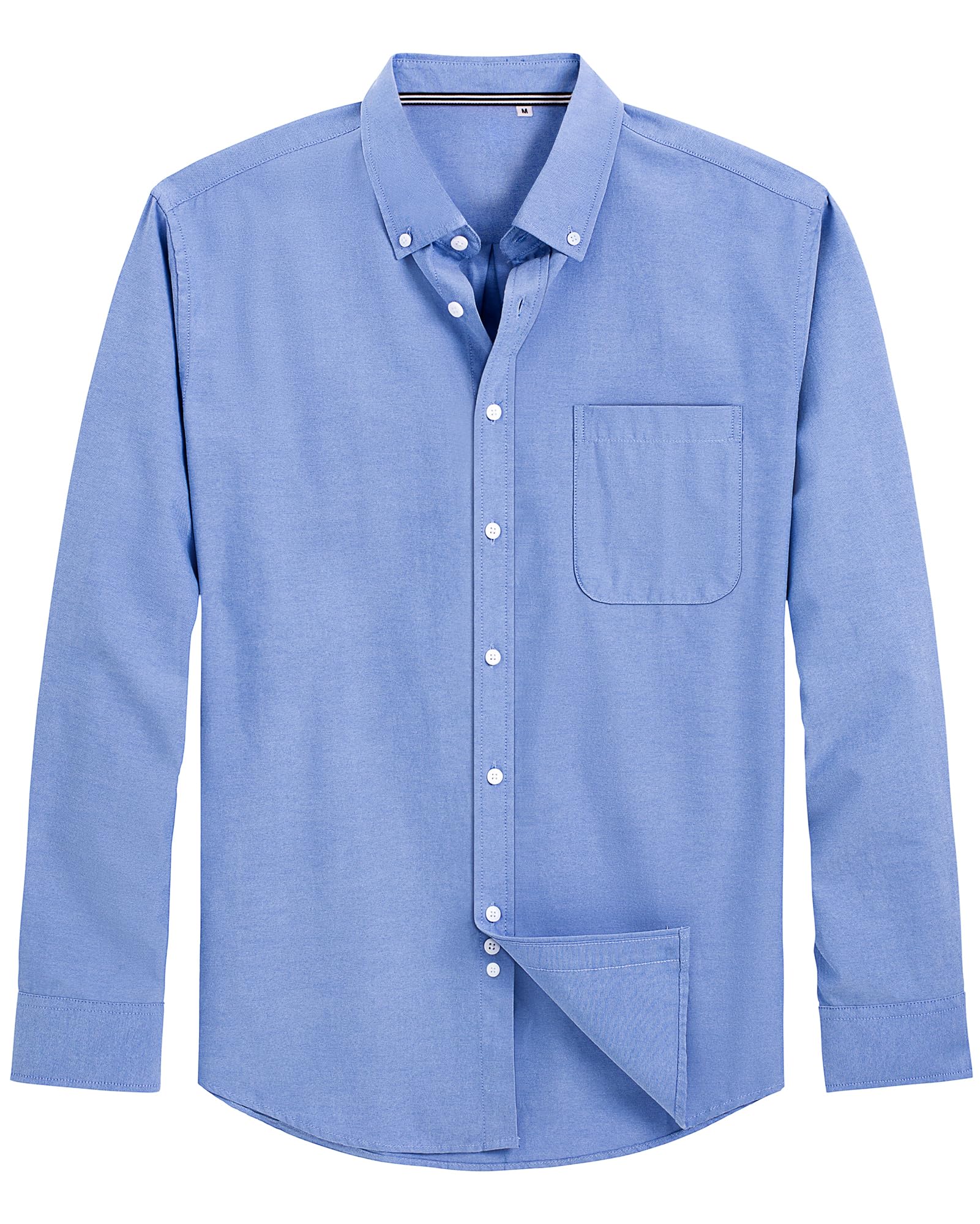J.VER Men's Oxford Shirt Solid Casual Button Down Collar Shirts Long Sleeve Dress Shirts with Pocket