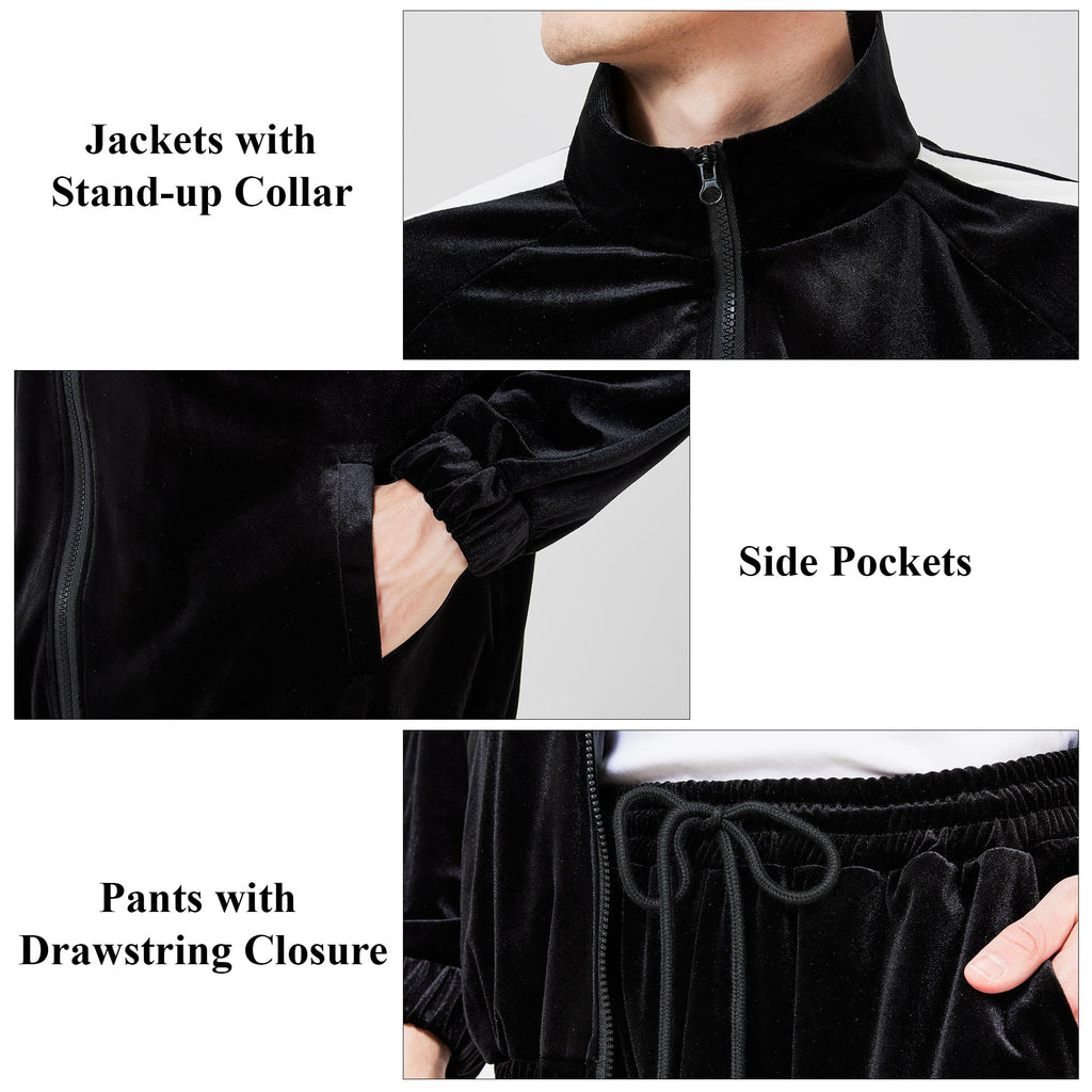 Ragelion Mens Tracksuit 2 Piece Velour Sweatsuit for Men Casual Full Zip Jogging Suit Jacket Pants Set