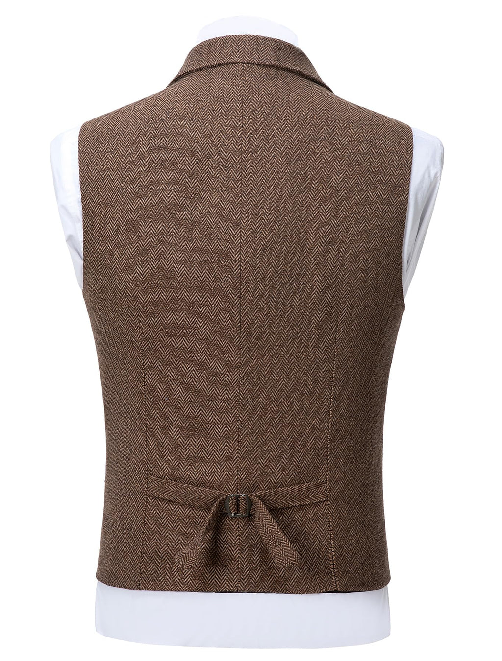 Tuikayoo Men's Tweed Suit Vintage Vest Herringbone Wool Prom Waistcoat Groomsmen