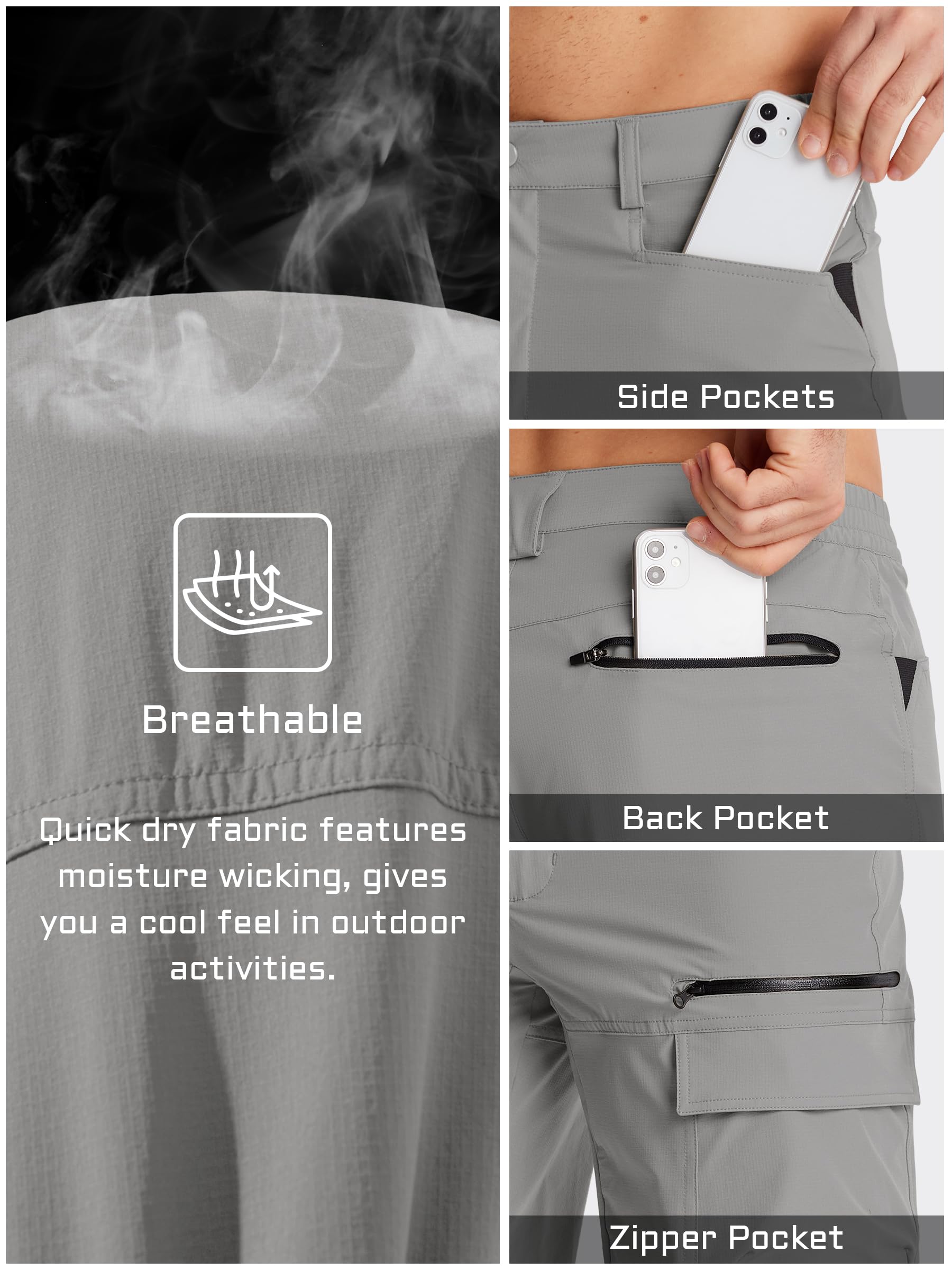 TACVASEN Men's Summer Outdoor Shorts Quick Dry Water Resistant Cargo Casual Golf Work Hiking Shorts (NO Belt)