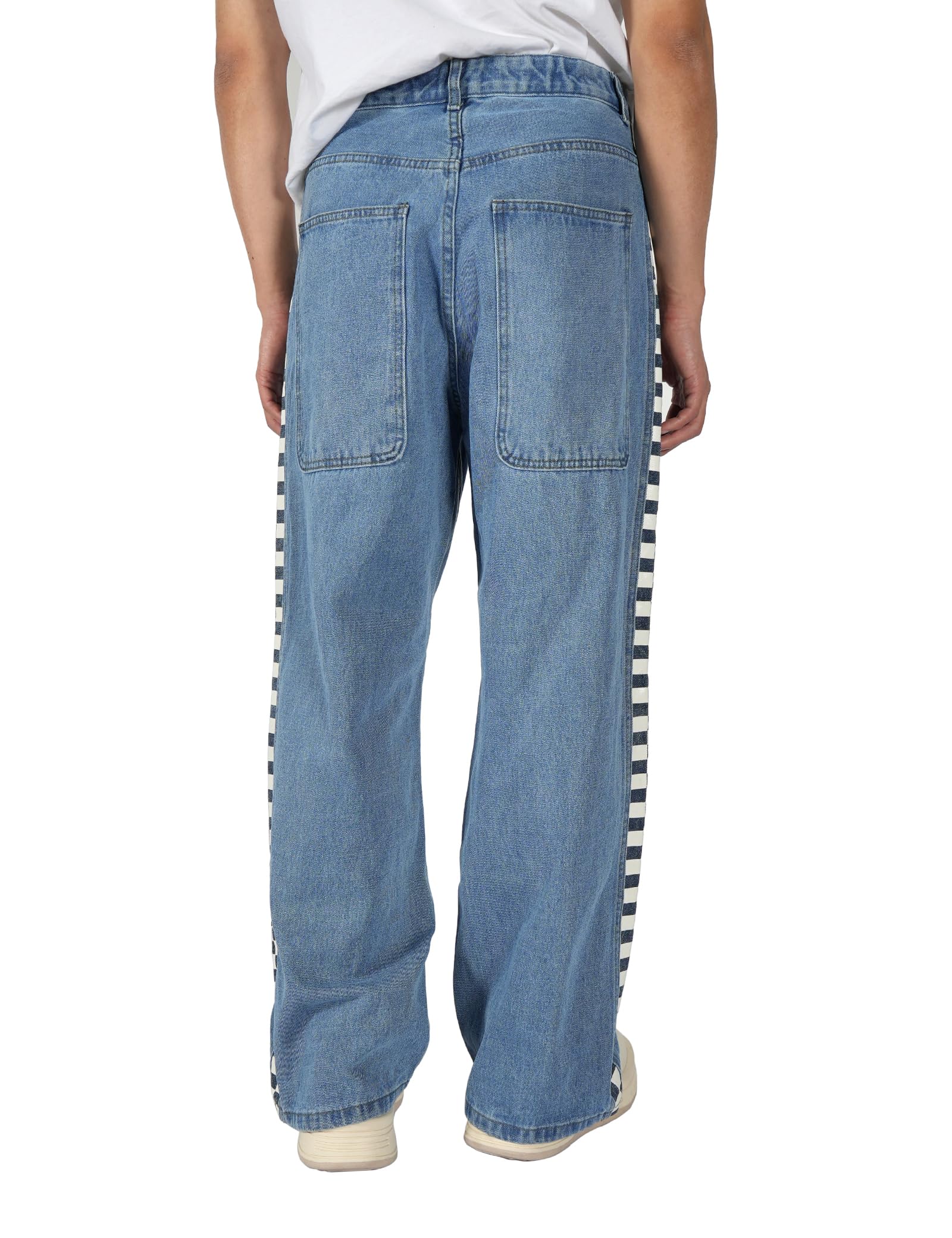 Plaid&Plain Men's Hip Hop Baggy Jeans Casual Wide Leg Y2k Skateboard Vintage Denim Pants Streetwear