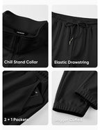 JMIERR 2025 Men Fall Tracksuit 2 Piece Set Old Money Polo Quarter Zip Twill Sweatsuits Jogging Sweatpants Loungewear