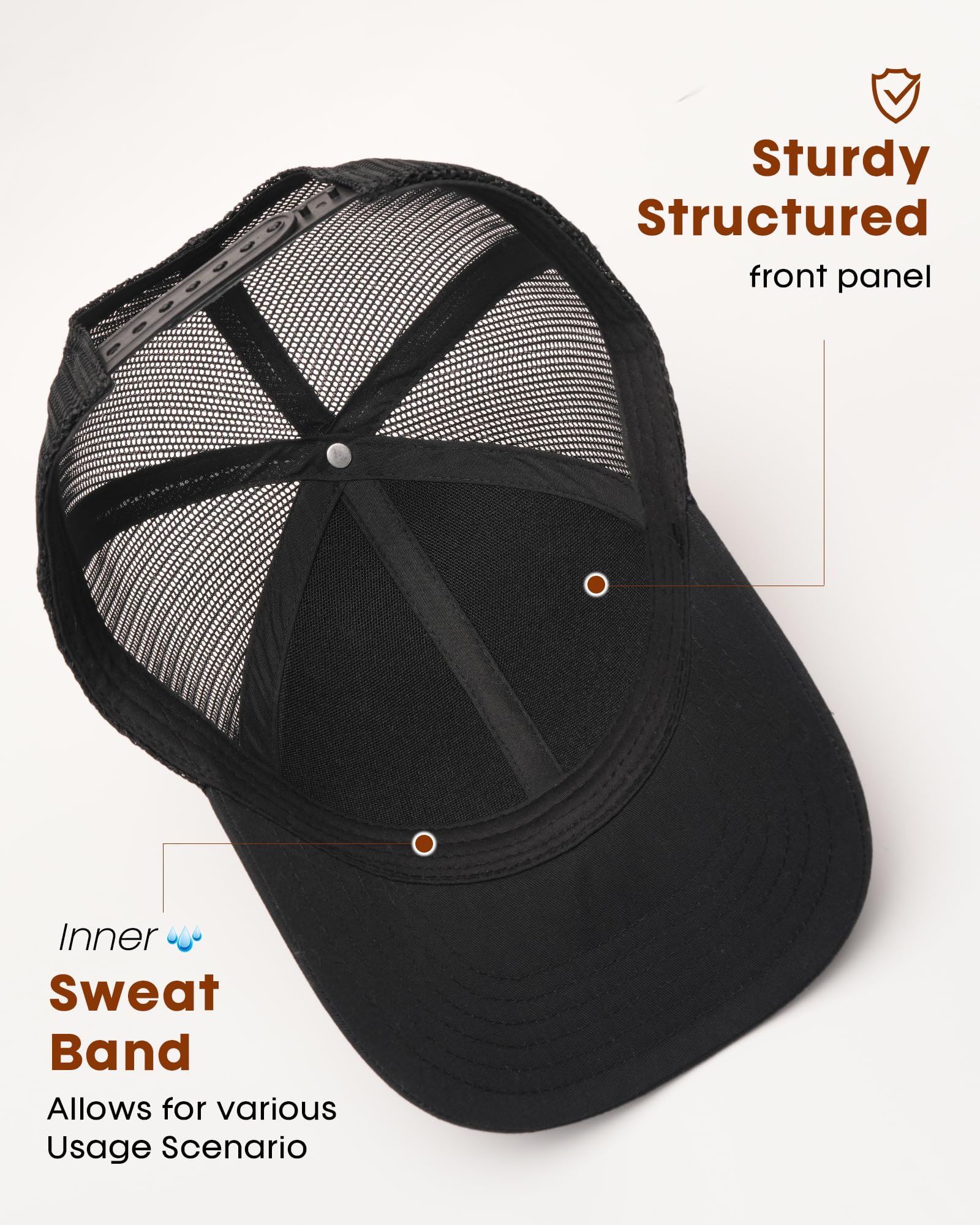 FURTALK Mens Trucker Hat Structured Mesh Baseball Cap Adjustable Classic Mens Hat