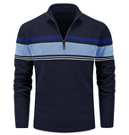 MAGCOMSEN Men's Sweaters 1/4 Zip Cotton Sweater Pullover Polo Sweaters Striped Fall Winter Warm Sweatshirts